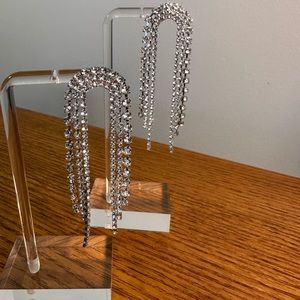 Long rhinestone diamond earrings